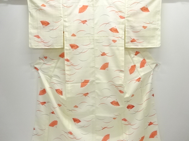 JAPANESE KIMONO / KOMON FOR SUMMER / GRASS & FOLDING FAN